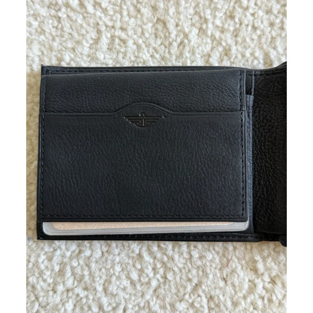 Dockers Men’s Pocketmate Full Grain Leather L-Fold Wallet Black-New With Box